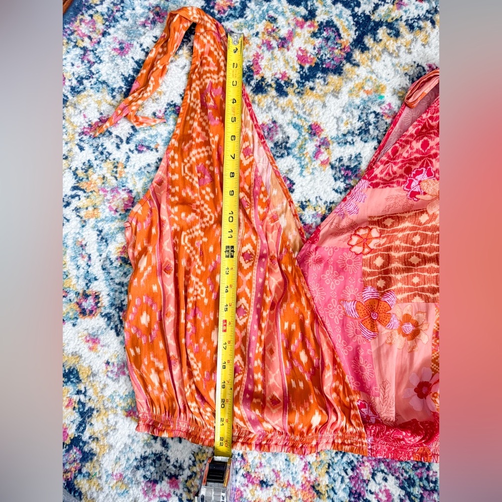 SOLD Free People Tied To You Tank Top Lemonade Combo Pink Orange - Picture 15 of 16